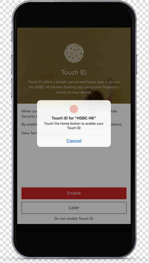 Touch The Home Button To Enable Touch Id   Hsbc Touch Id  HD Png DownloadTransparent PNG