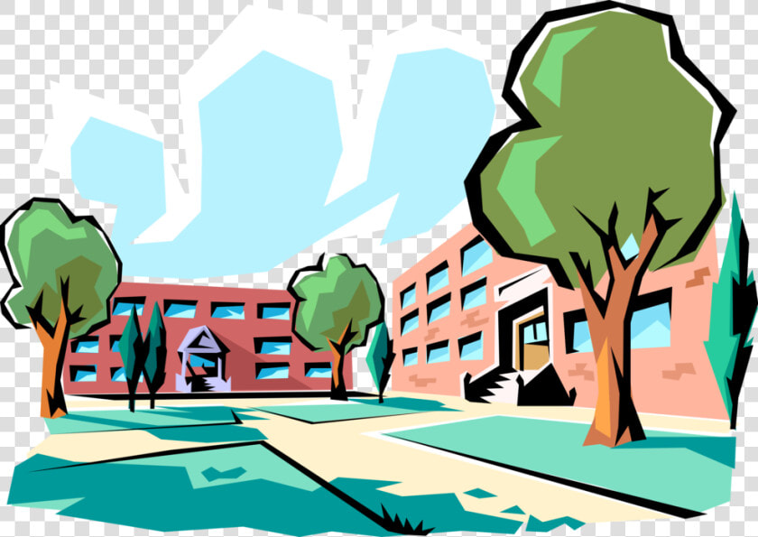 Vector Illustration Of Urban Metropolitan City School   Clipart High School  HD Png DownloadTransparent PNG