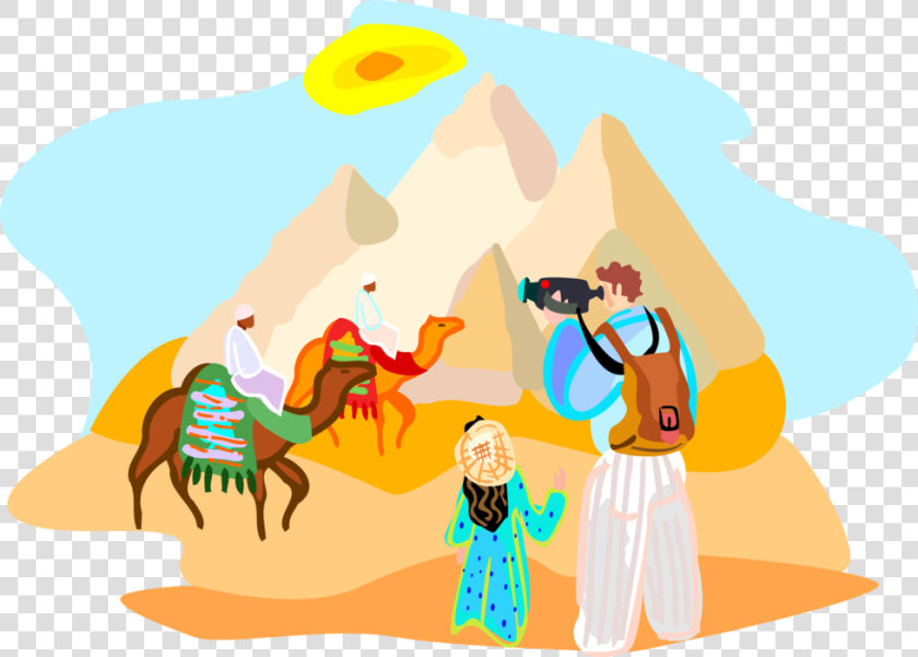 Vector Illustration Of Tourists Video Camels At Great   Tourism In Egypt Vector  HD Png DownloadTransparent PNG