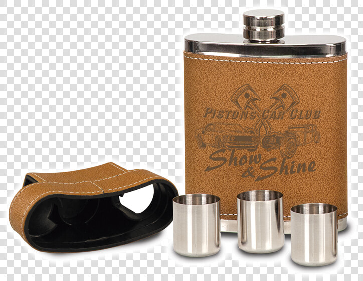 Leather Flask With Lid  amp  3 Shot Glasses   Hip Flask  HD Png DownloadTransparent PNG