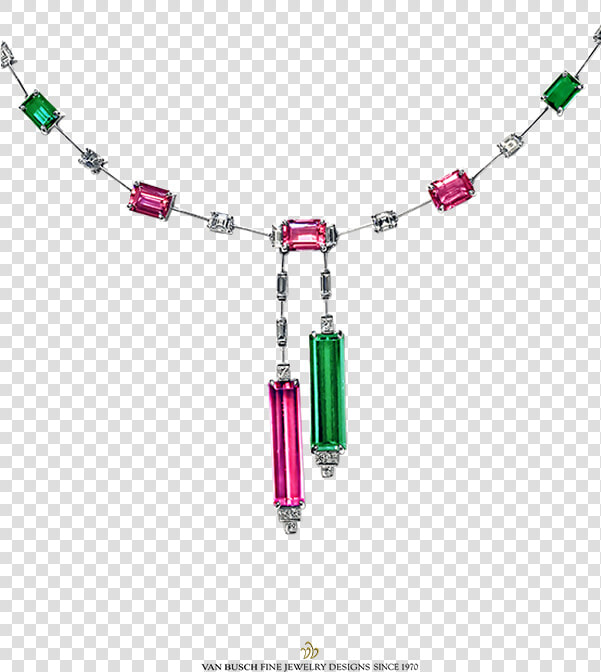 Pink  Green Tourmaline And Diamond Necklace Van Busch   Necklace  HD Png DownloadTransparent PNG