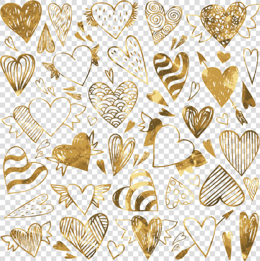 Png Transparent Library Various Of Golden Heart Love   Doodle Herzen  Png DownloadTransparent PNG