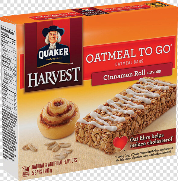 Quaker® Oatmeal To Go® Cinnamon Roll Oatmeal Bars   Cinnamon Bun Granola Bars  HD Png DownloadTransparent PNG