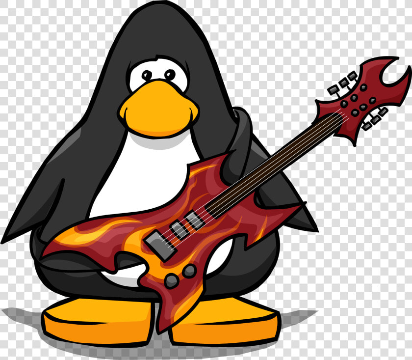 Hard Rock Guitar From A Player Card   Penguin With Santa Hat  HD Png DownloadTransparent PNG