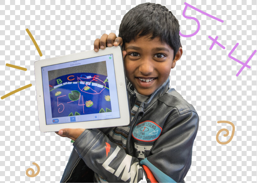 Student Proudly Holding Up Ipad With Work   Child  HD Png DownloadTransparent PNG