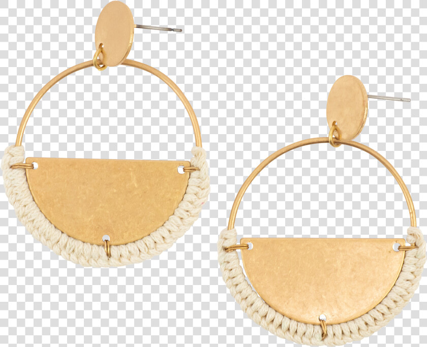  antique Gold Hoop With Cream Threaded Half Moon   Earrings  HD Png DownloadTransparent PNG