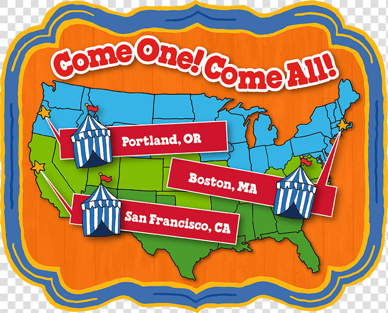 Map Of The Ben  amp  Jerry S Carnival Tour Stops  HD Png DownloadTransparent PNG