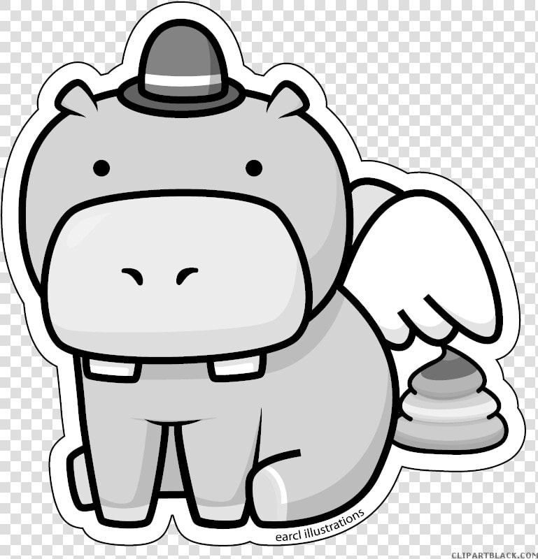 Hippo Animal Free Black White Clipart Images Clipartblack   Clip Art  HD Png DownloadTransparent PNG