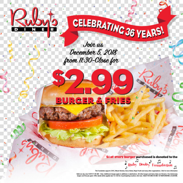 Ruby S Diner Celebrates 36 Years Of Burgers  Fries  HD Png DownloadTransparent PNG