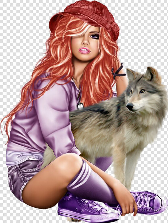 Tube Fille Sexy Loup Animal Femme Foret Fond Transparent   Femme Sexy Et Loup  HD Png DownloadTransparent PNG