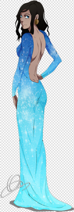 Korra The Dress Sokka Katara Asami Sato Woman   Light Blue And Dark Blue Prom Dress  HD Png DownloadTransparent PNG