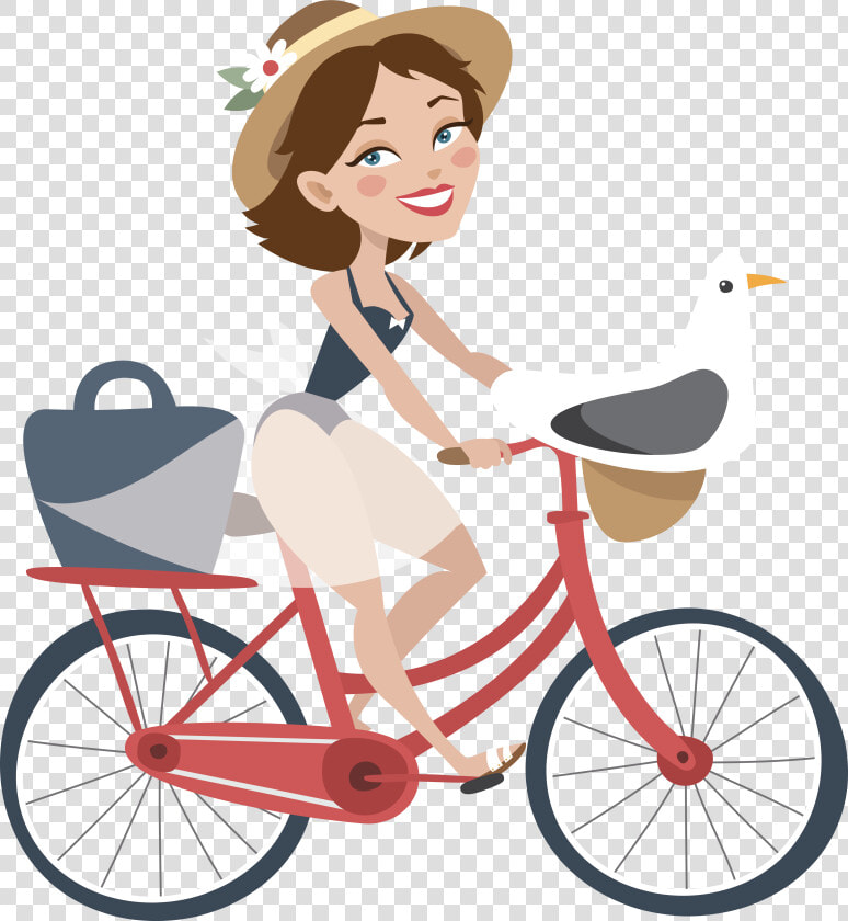 Svg Stock Netherlands Bicycle Roadster A Little Riding   Girl On Bike Cartoon  HD Png DownloadTransparent PNG