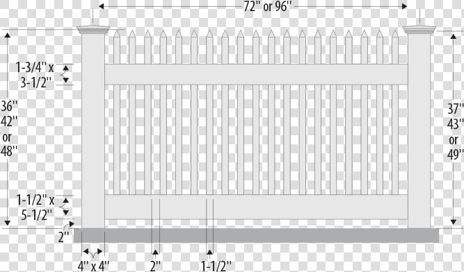 Straight Top Narrow Vinyl Picket Fence Specs   Architecture  HD Png DownloadTransparent PNG