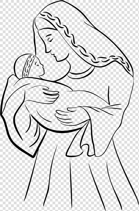 Virgin Mary And Baby Jesus Ii   Mother Mary And Baby Jesus Drawings  HD Png DownloadTransparent PNG