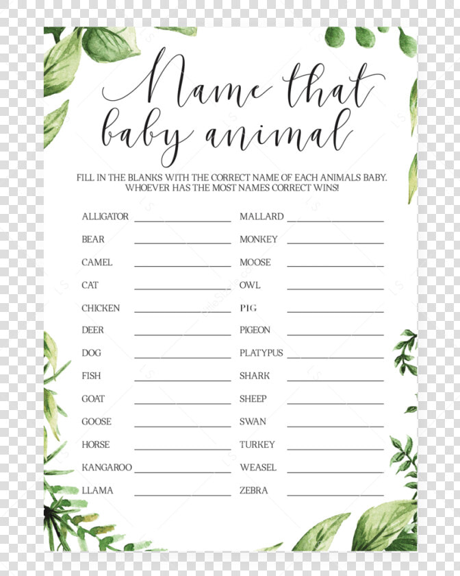 Baby Animals Name Quiz Printable Baby Shower Game By   Knows Mommy Best Baby Shower Game  HD Png DownloadTransparent PNG