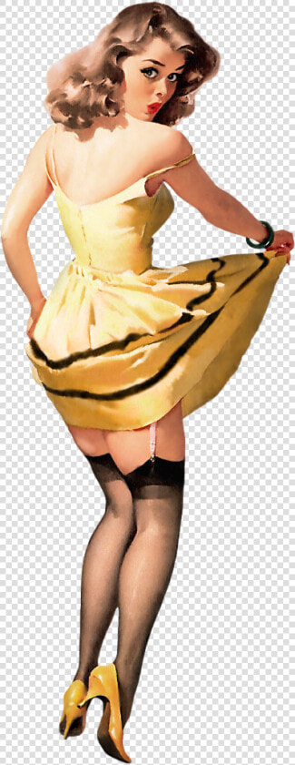 Pin up Girl In Yellow Dress   Transparent Pin Up Girl Png  Png DownloadTransparent PNG