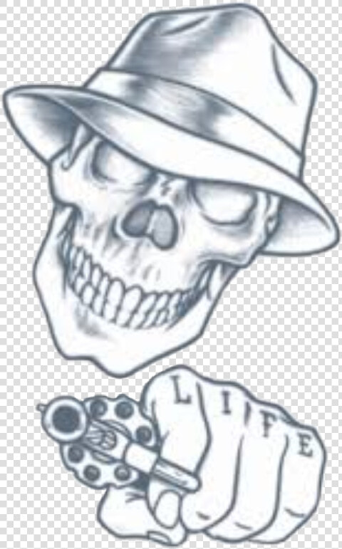 Gangster Skull Tattoo Designs  HD Png DownloadTransparent PNG