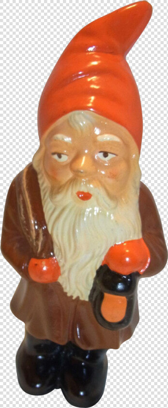 Vintage German Art Pottery Yard Gnome With Lantern   Santa Claus  HD Png DownloadTransparent PNG