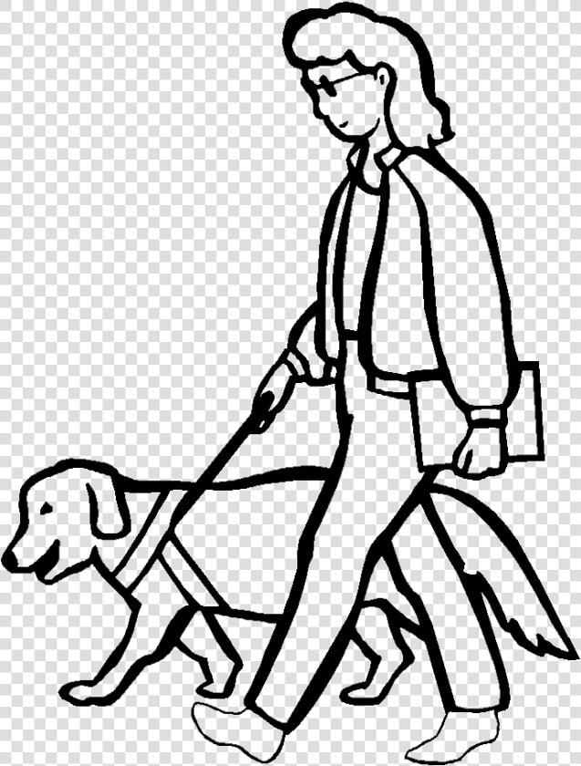 A Blind Woman Walking With Dog Coloring Pages   Walk The Dog For Coloring  HD Png DownloadTransparent PNG