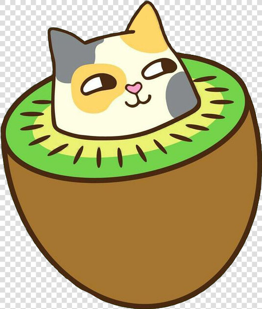  sticker  cat  fruit  kiwi  kawaii  catfruit  happycat   Kawaii Kiwi Cat  HD Png DownloadTransparent PNG