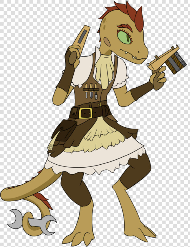 Lineart Female   Kobold And A Human  HD Png DownloadTransparent PNG