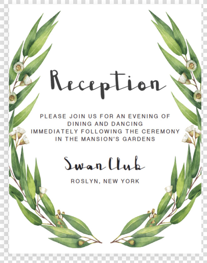 Watercolor Greenery Wedding Reception Invitation Template   Illustration  HD Png DownloadTransparent PNG