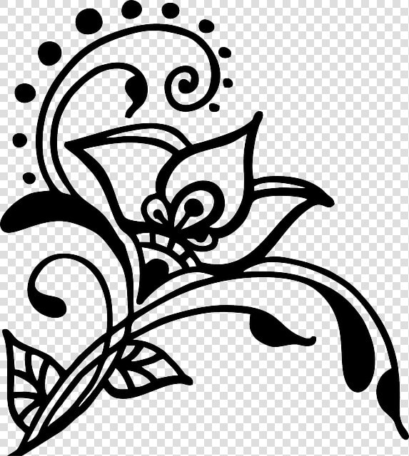 Silhouette Flower  Henna  Vines  Swirl  Artwork  Silhouette   Transparent Background Black And White Flower Clipart  HD Png DownloadTransparent PNG