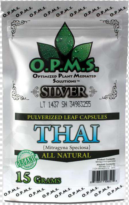 Opms Kratom Silver Thai 15g  30 Caps   Aloe  HD Png DownloadTransparent PNG