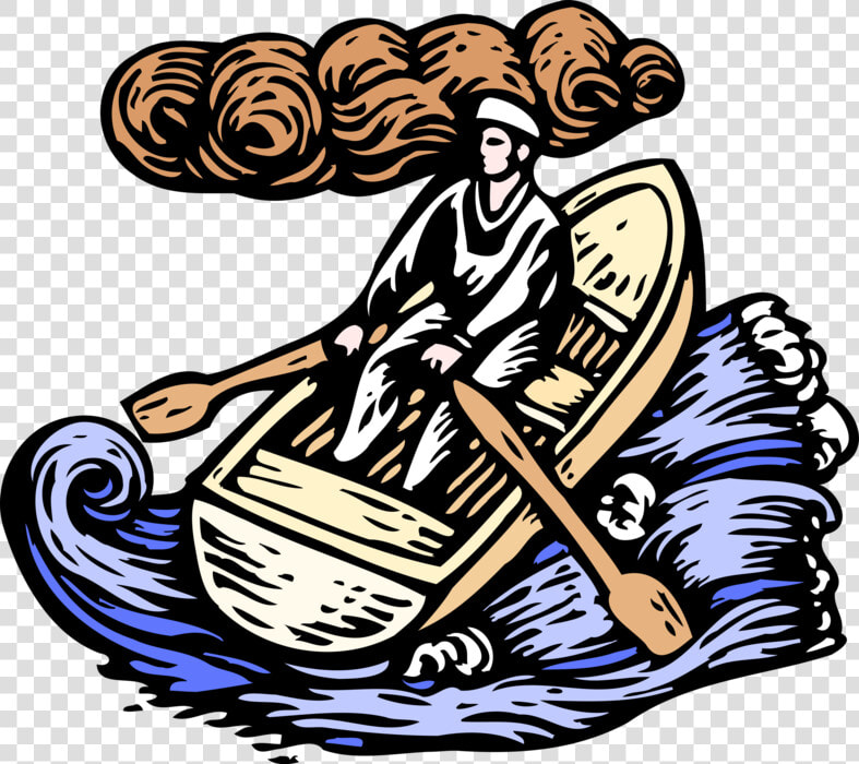 Vector Illustration Of Sailor Rowing With Oars In Rowboat  HD Png DownloadTransparent PNG