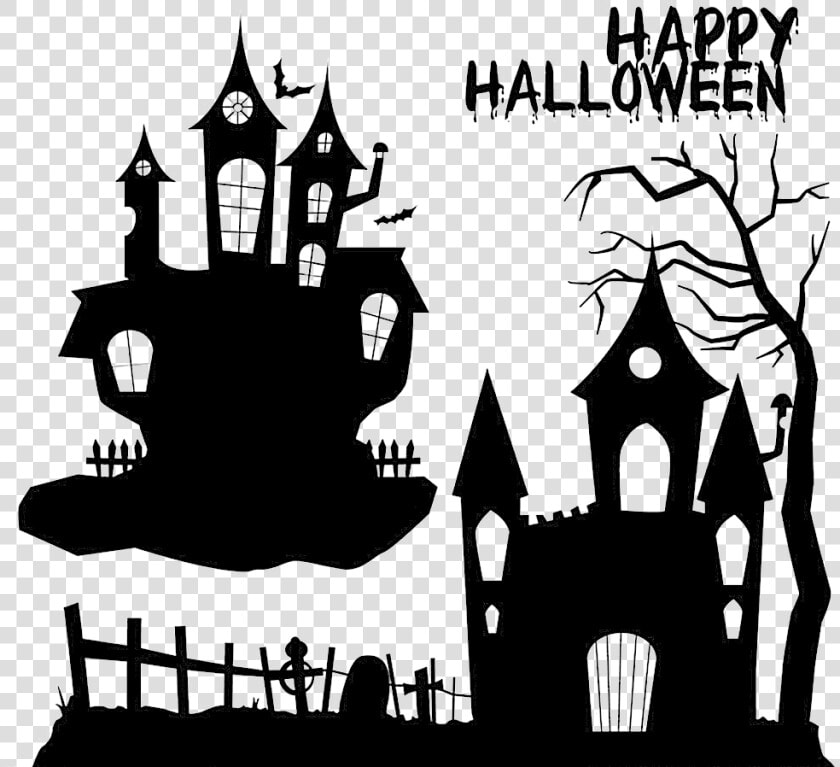 Halloween Castle Png Download   Haunted Castle Silhouette Png  Transparent PngTransparent PNG