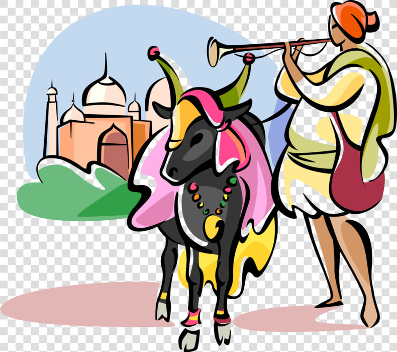 Vector Illustration Of Hinduism Sacred Cow At Taj Mahal   Vacas Sagradas Png  Transparent PngTransparent PNG