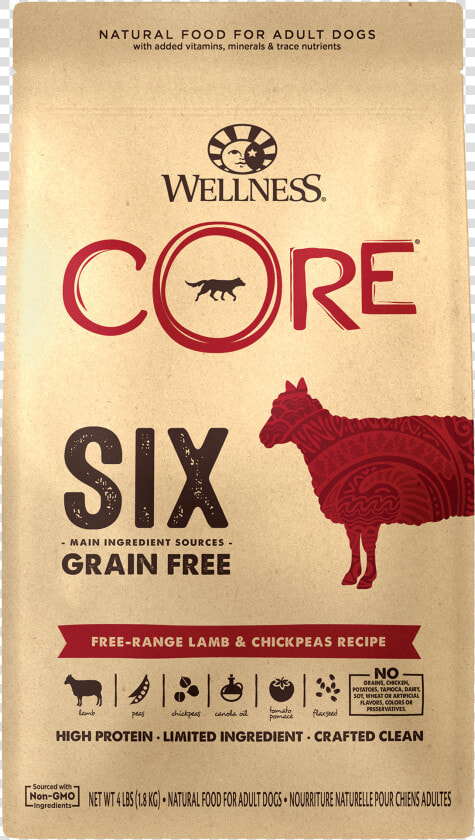 Wellness Core Six Free Range Lamb   Wellness Core Six Dog Food  HD Png DownloadTransparent PNG