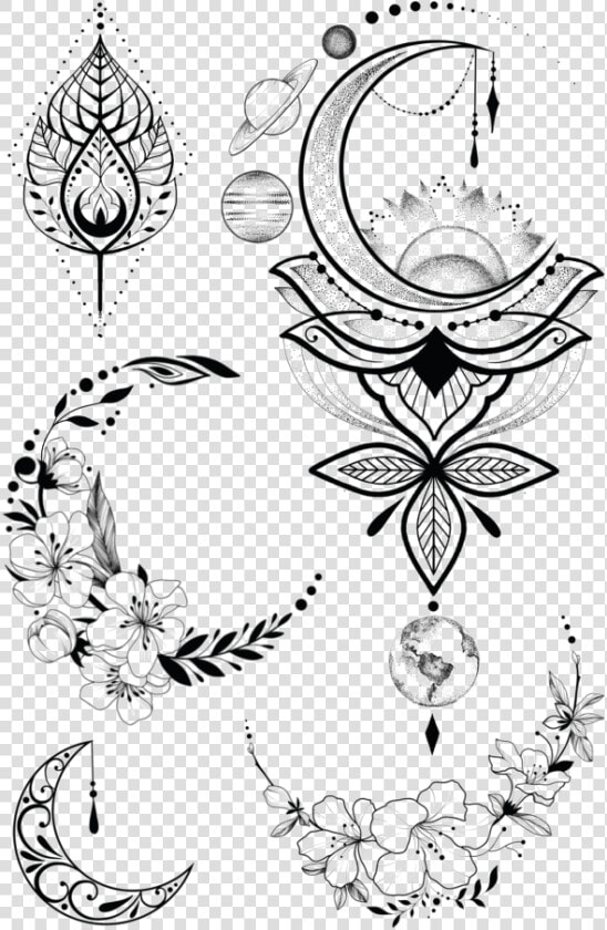 Abziehtattoo Line Art Flower Tattoo Artist   Временные Тату Цветы  HD Png DownloadTransparent PNG