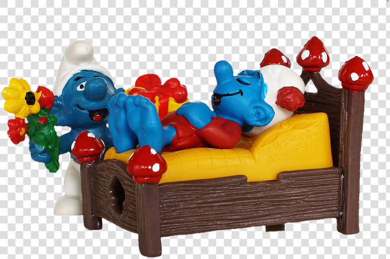 Smurf  Bed  Sleep  Tired  Surprise  Gift  Arouse  HD Png DownloadTransparent PNG