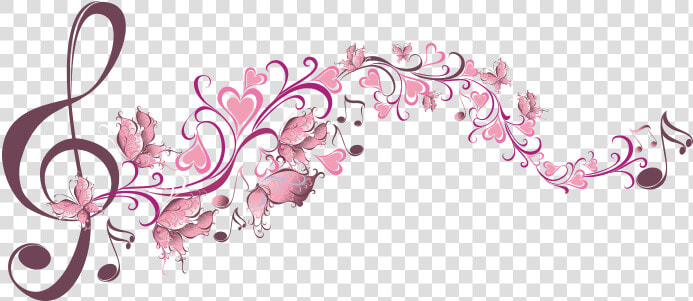 Music Musicnotes Notes Pink   Music Notes With Flowers  HD Png DownloadTransparent PNG