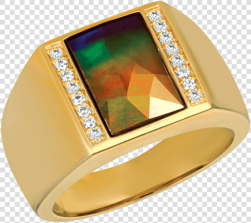 Jay 14k Yellow Gold Diamond Ring By Korite Ammolite  HD Png DownloadTransparent PNG