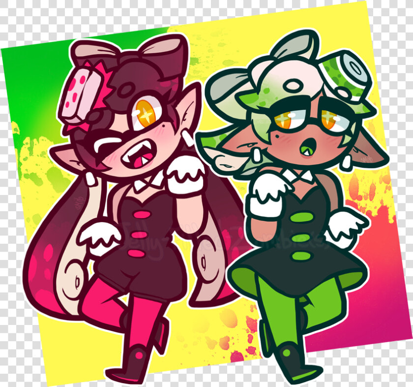 Squid Sisters Chibis   Cartoon  HD Png DownloadTransparent PNG