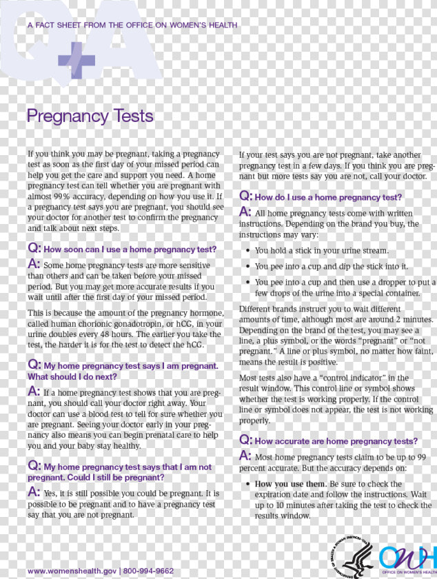 Pregnancy Tests Fact Sheet   Blood Test Pregnancy Sheet  HD Png DownloadTransparent PNG