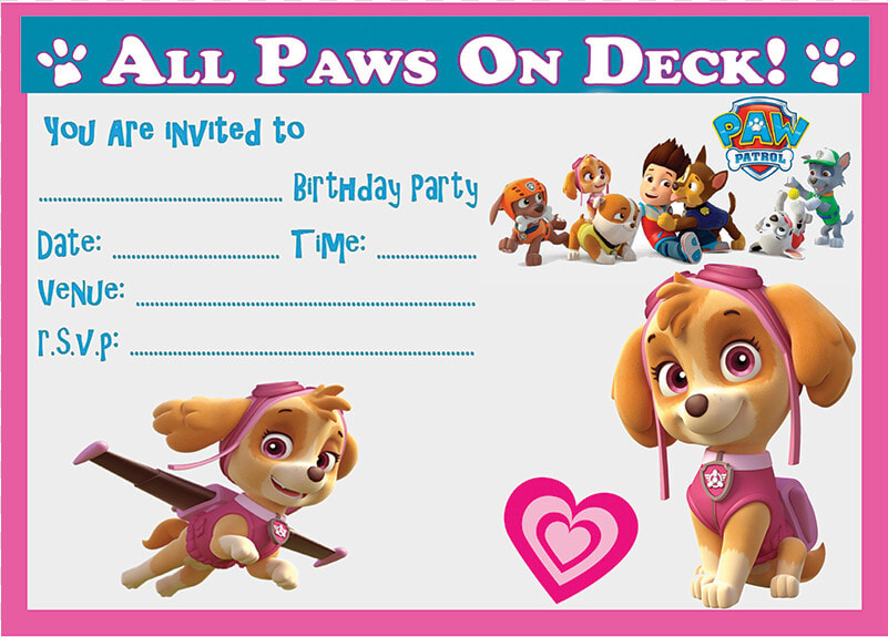 Birthday Party Paw Patrol Skye Invitations  HD Png DownloadTransparent PNG