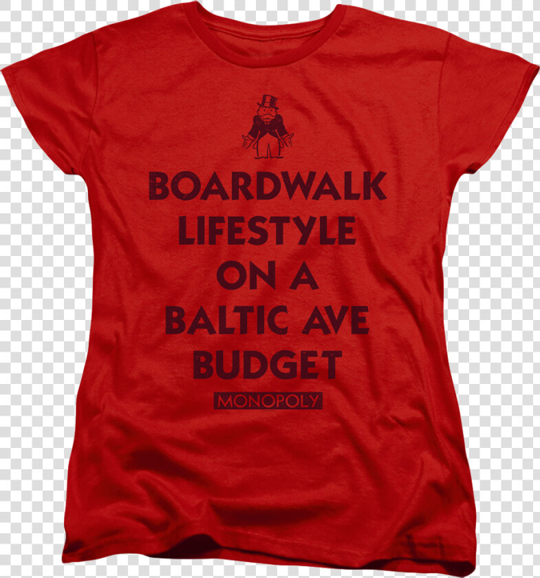 Womens Red Boardwalk Lifestyle Monopoly Shirt   Active Shirt  HD Png DownloadTransparent PNG