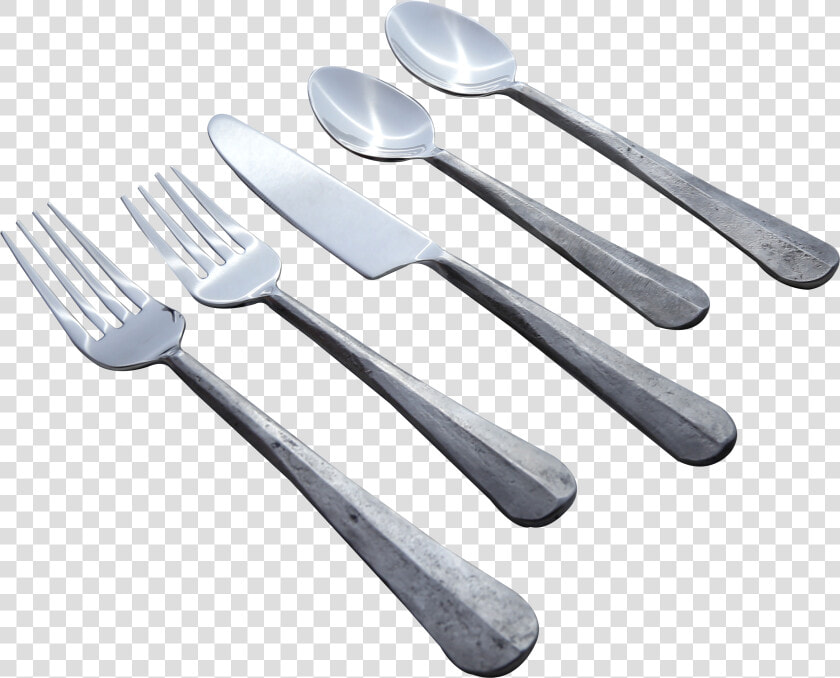 Nascent Steel Ridge Design 20 Pcs   Raw Steel Silverware  HD Png DownloadTransparent PNG