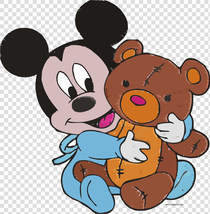 Baby Mickey Mouse And Toy Bear Embroidery Design Clipart   Mickey Mouse And Bear  HD Png DownloadTransparent PNG