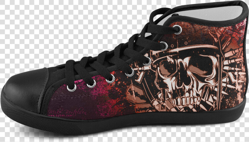 Militia Grunge Skull Men S High Top Canvas Shoes   Harley Quinn Shoes Men  HD Png DownloadTransparent PNG