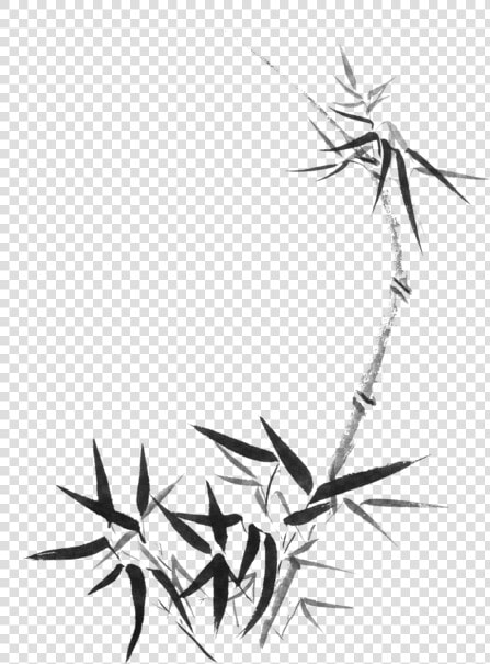 Bamboo Stalk With Young Leaves Sumi e Japanese Zen  HD Png DownloadTransparent PNG