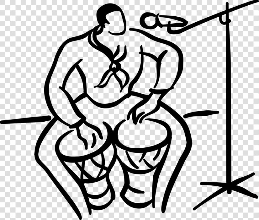 Vector Illustration Of Musician Sings And Plays The   Drawing Of Someone Playing Bongos  HD Png DownloadTransparent PNG