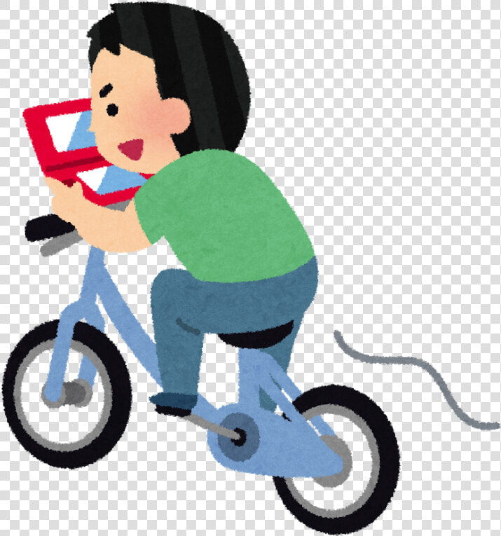 Attract Mode Please Enjoy This Super Cute Illustration   自転車 乗り ながら スマホ  HD Png DownloadTransparent PNG