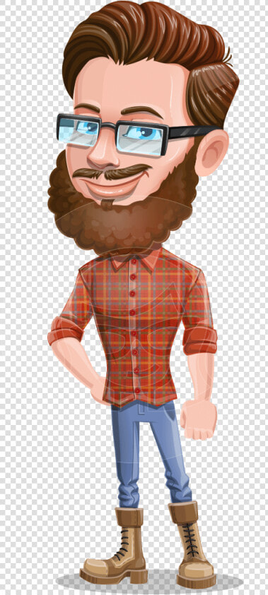 Cartoon Man Dressed As Lumberjack Vector Character   Cartoon Man With Beard And Glasses  HD Png DownloadTransparent PNG