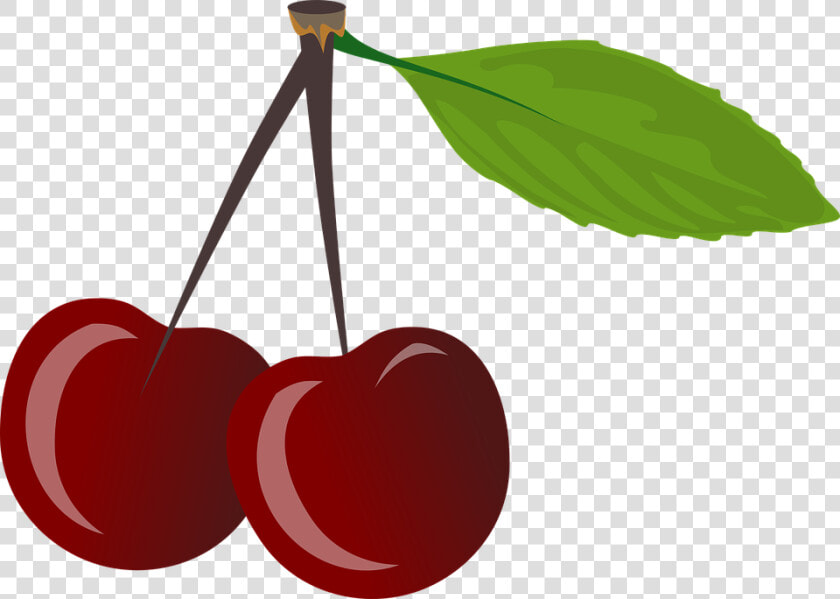 Brace  Cherries  Cherry  Food  Leaf  Pair  Red  Ripe   Clip Art Cherries  HD Png DownloadTransparent PNG