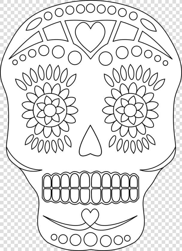 Sugar Skulls Day Of The Dead Coloring Simple  HD Png DownloadTransparent PNG