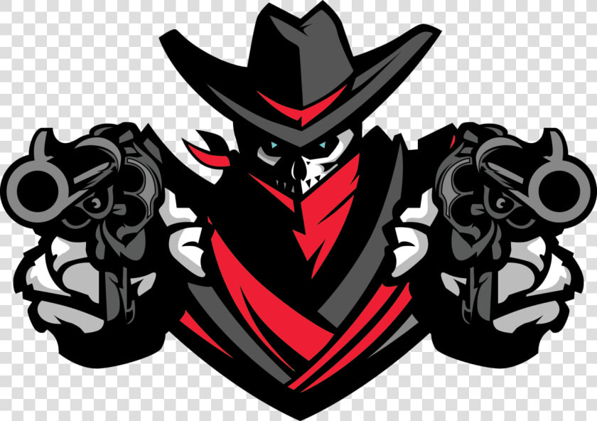 Skull Clip Art Image Black   Cowboy Mascot Aiming Guns  HD Png DownloadTransparent PNG